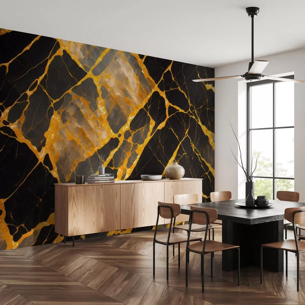 wall murals Striking contrast of black and orange u94111