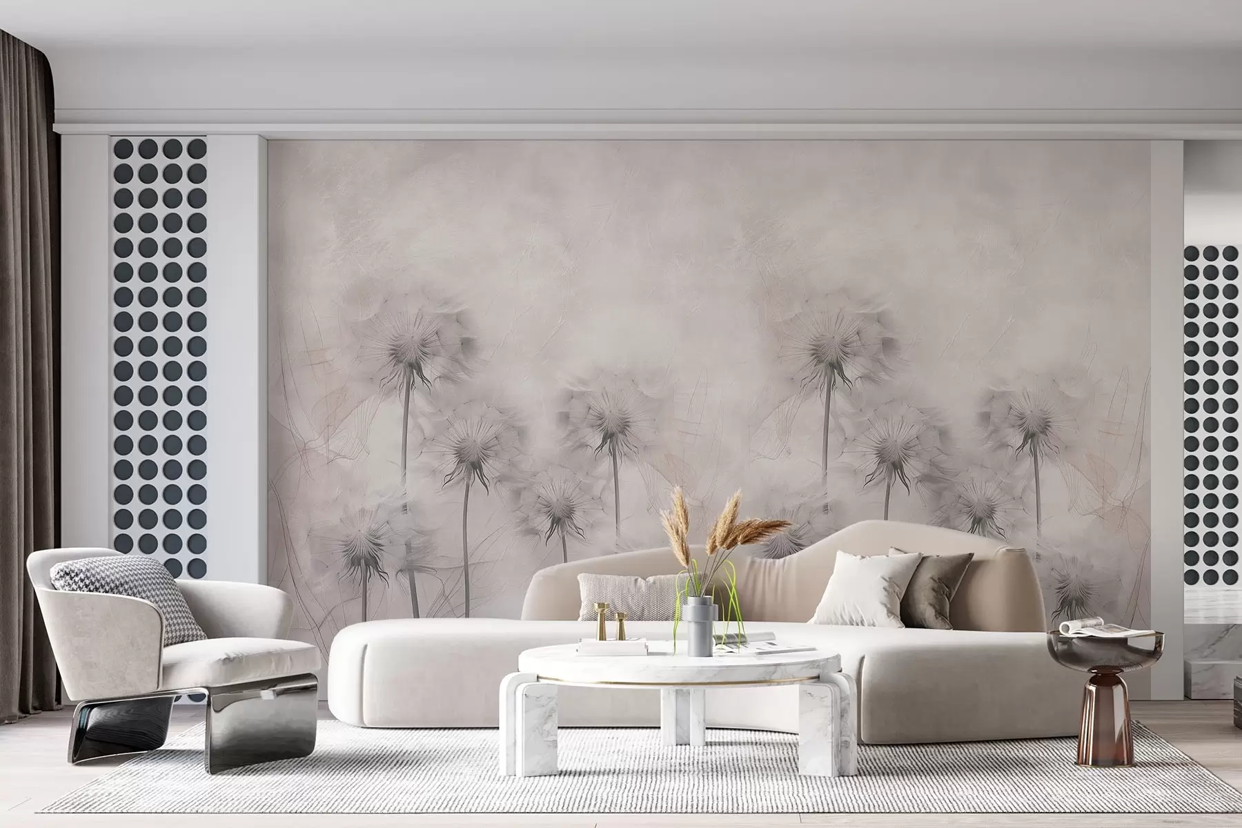 wall murals Dandelions on a light beige background w01895