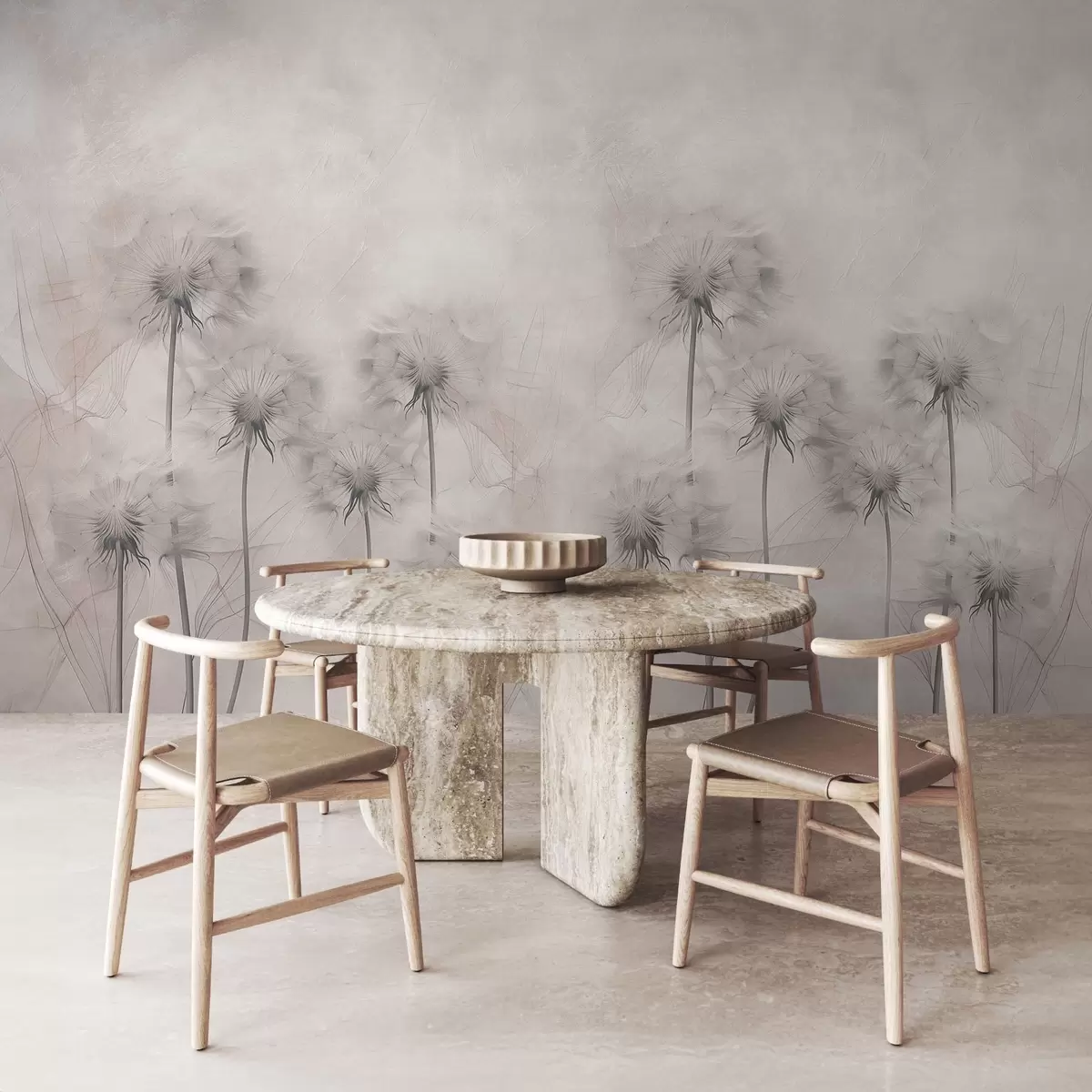 wall murals Dandelions on a light beige background w01895