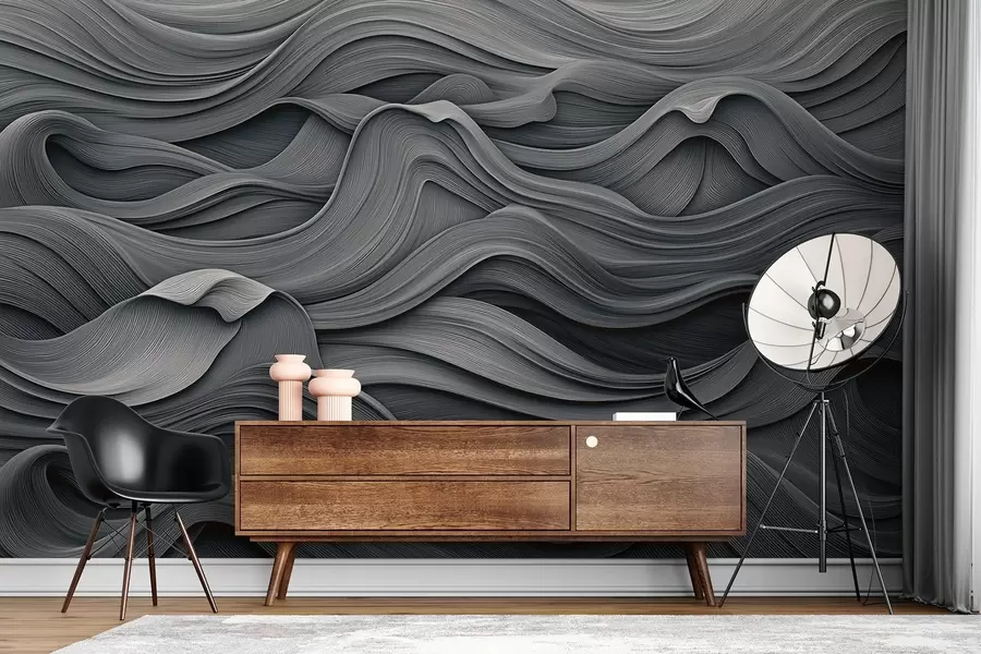 wall murals Dark gray waves w02311v1