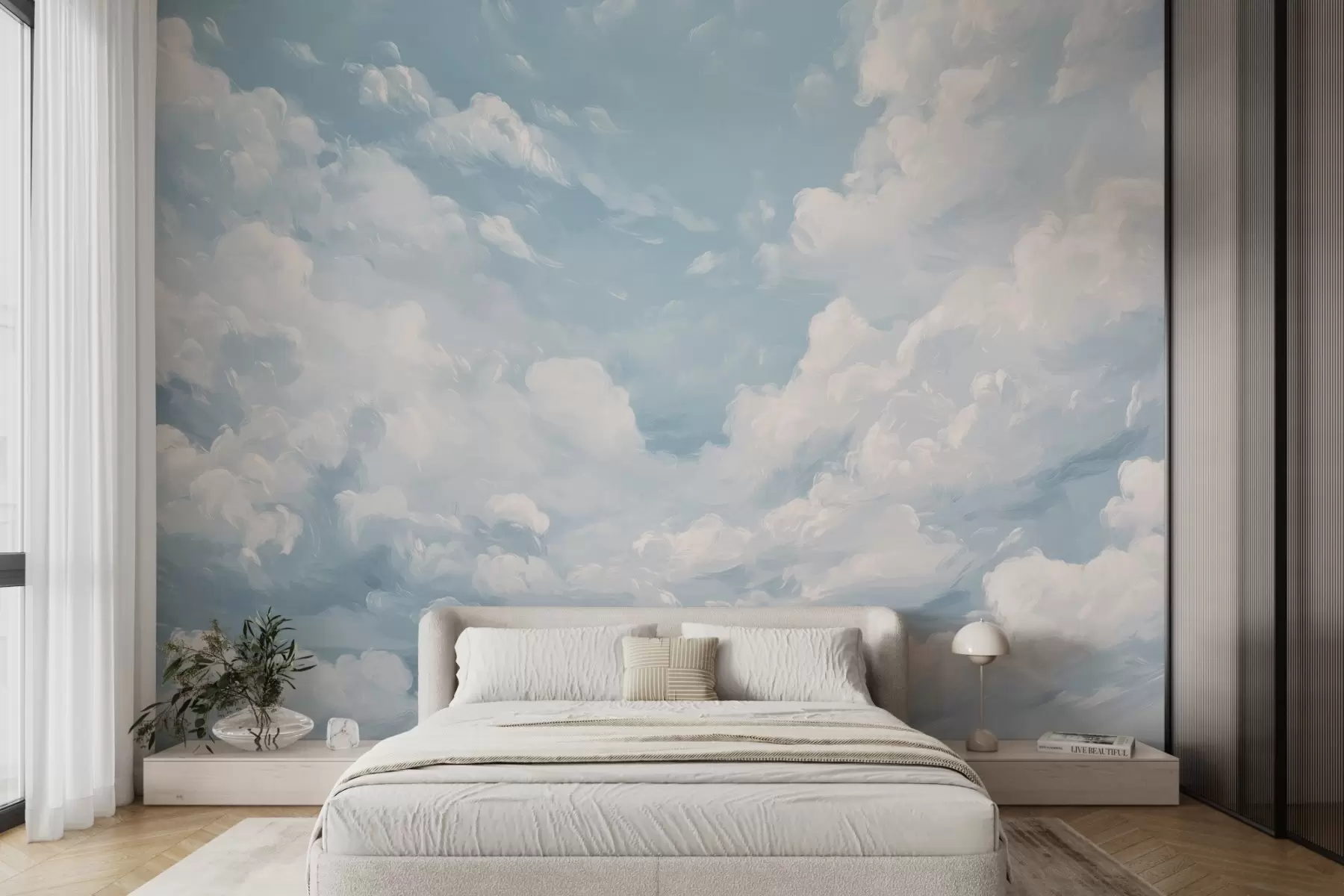 wall murals Blue sky with simulated oil brushstrokes w02313