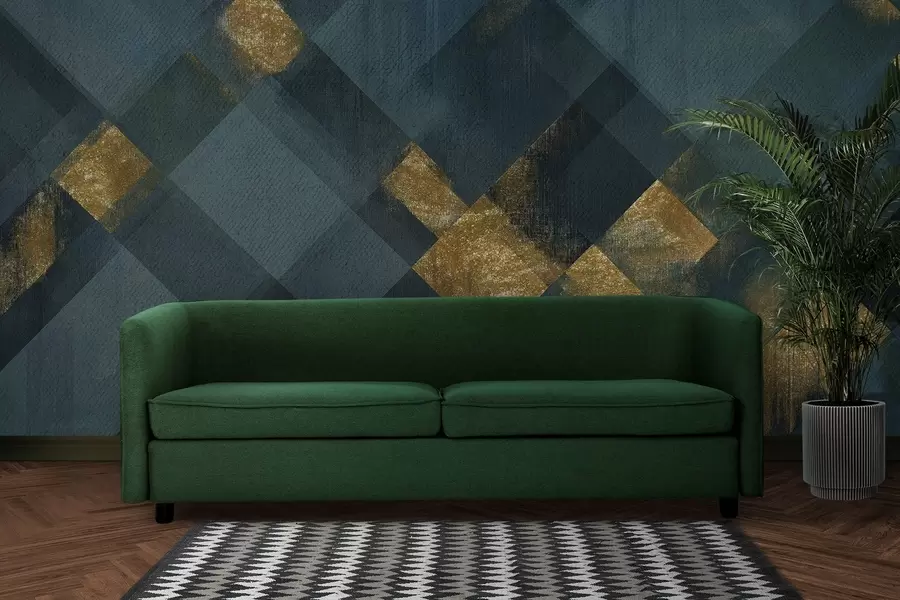 wall murals modern geometry in a luxurious style with an emerald hue w02340v1