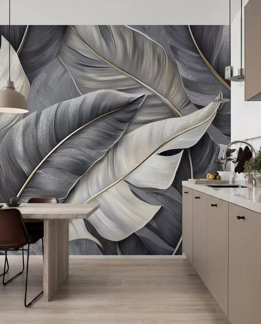 wall murals luxurious wallpaper featuring large tropical leaves w02342