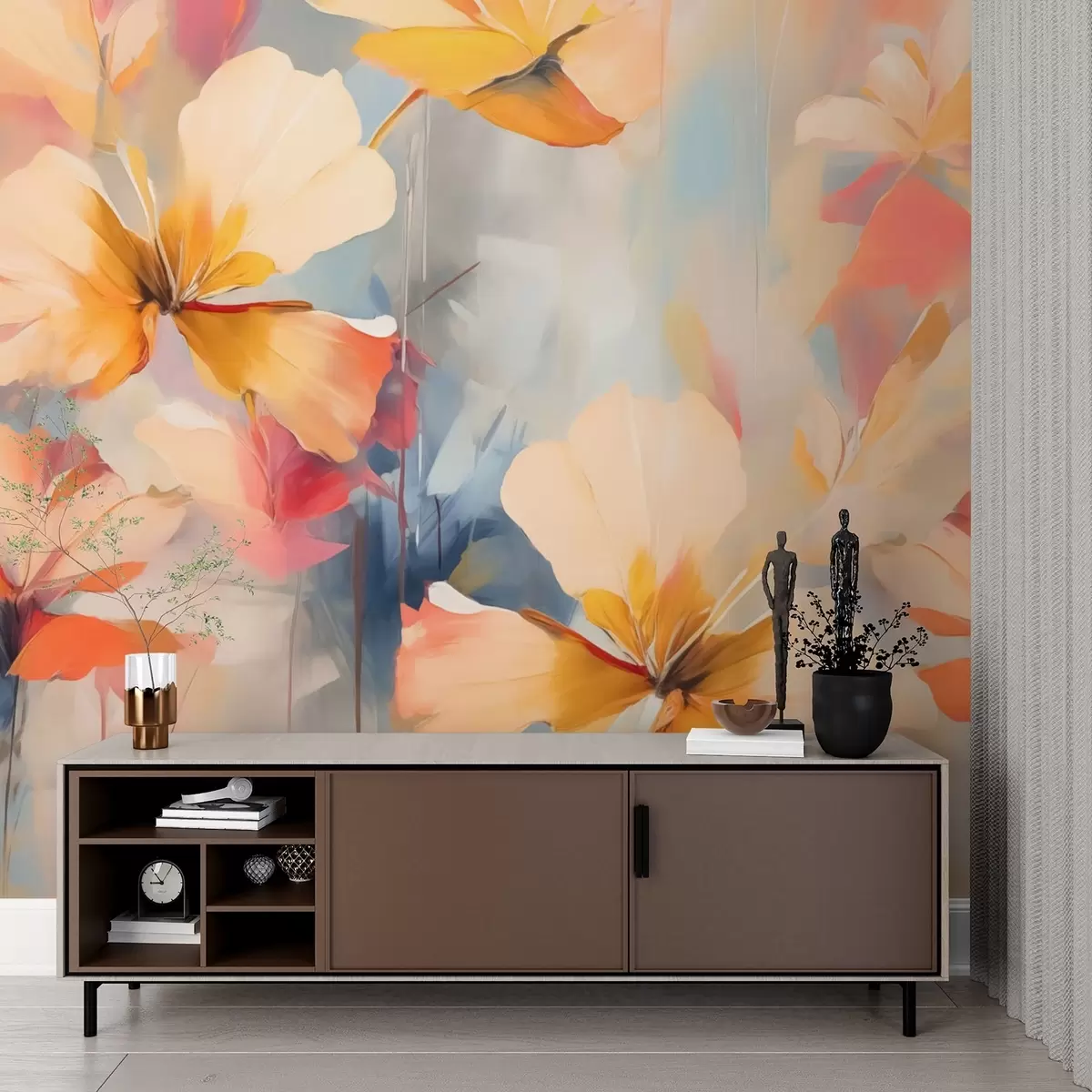wall murals Abstract flowers imitation painting w02327