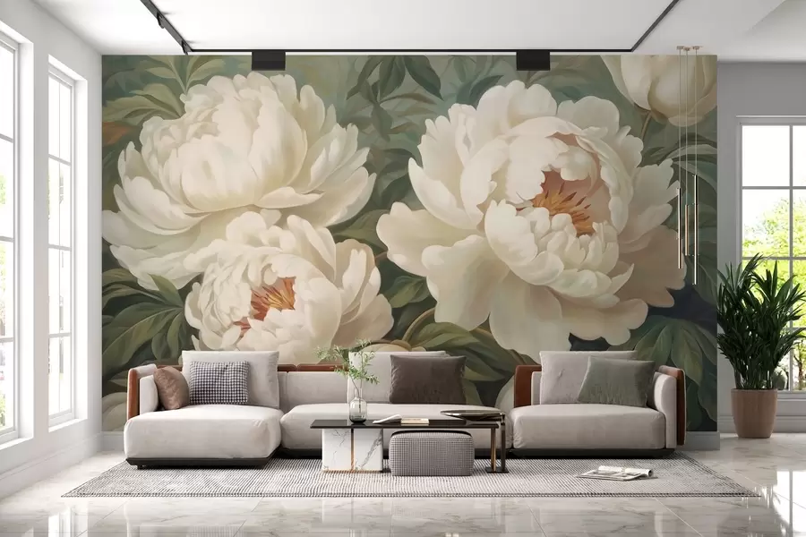 wall murals Delicate peonies in pastel colors w02252