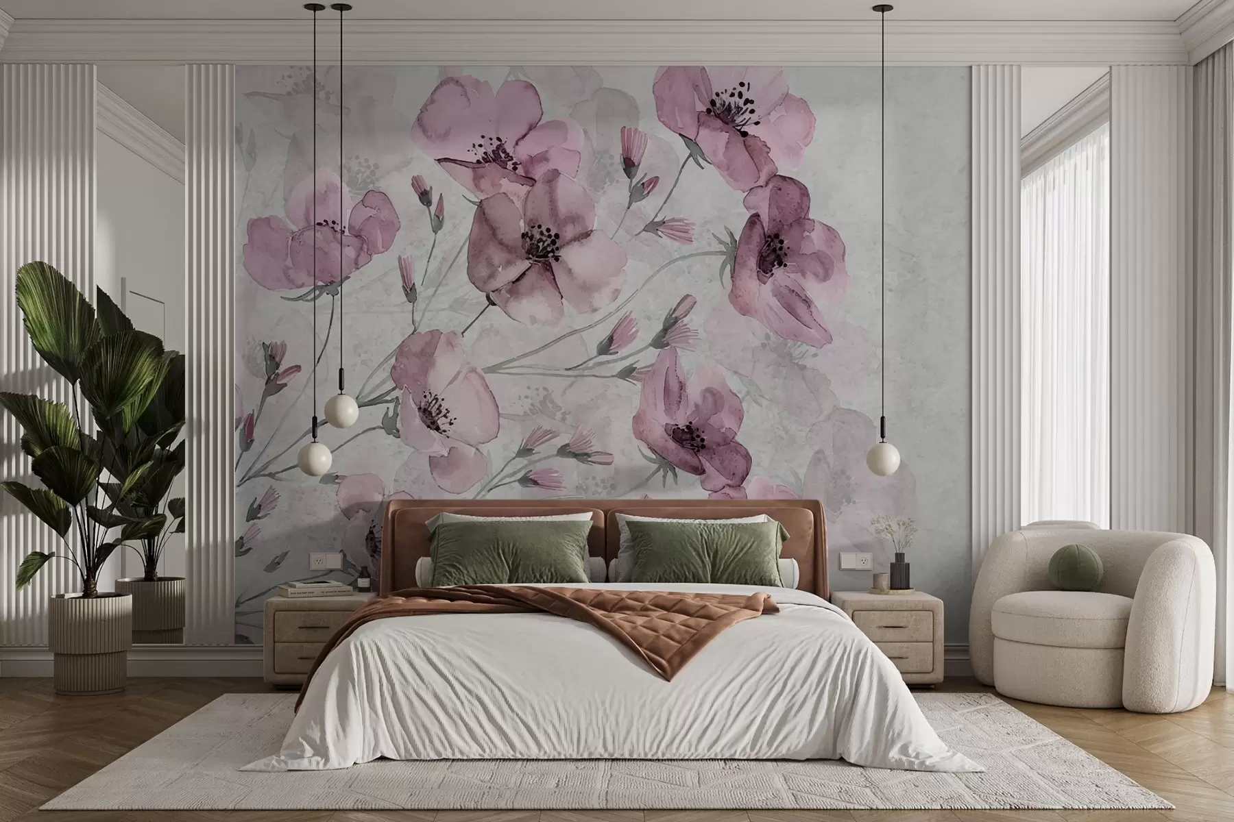 wall murals Arrangement of pink flowers w02393