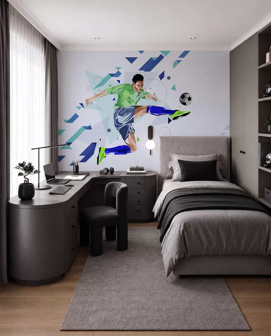 wall murals the soccer player who kicks the ball w02401