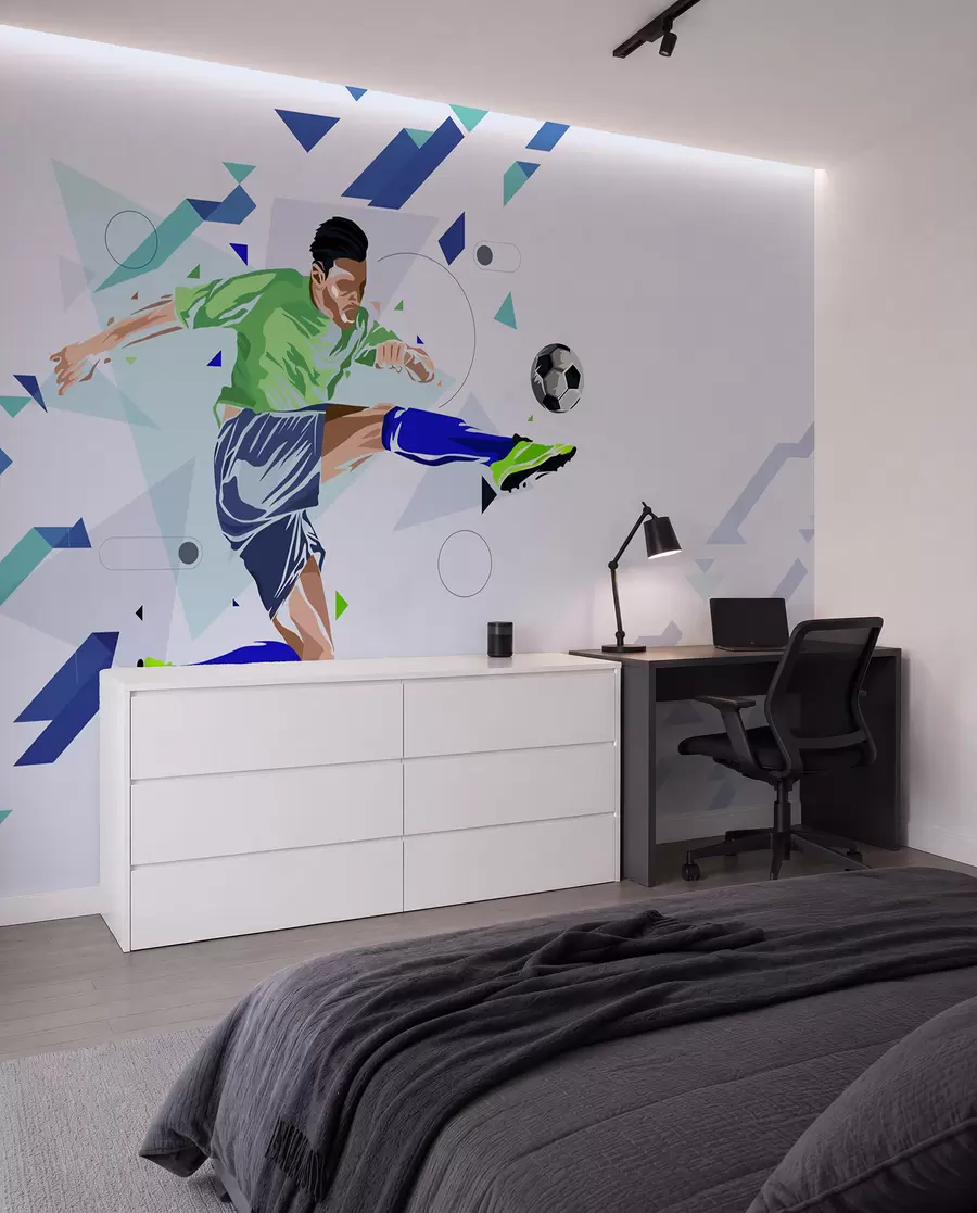 wall murals the soccer player who kicks the ball w02401