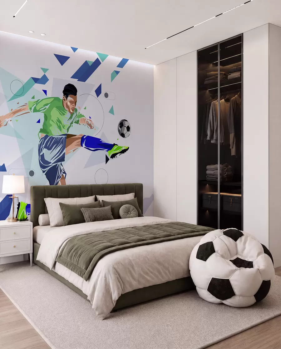 wall murals Flying Football Kick w02401