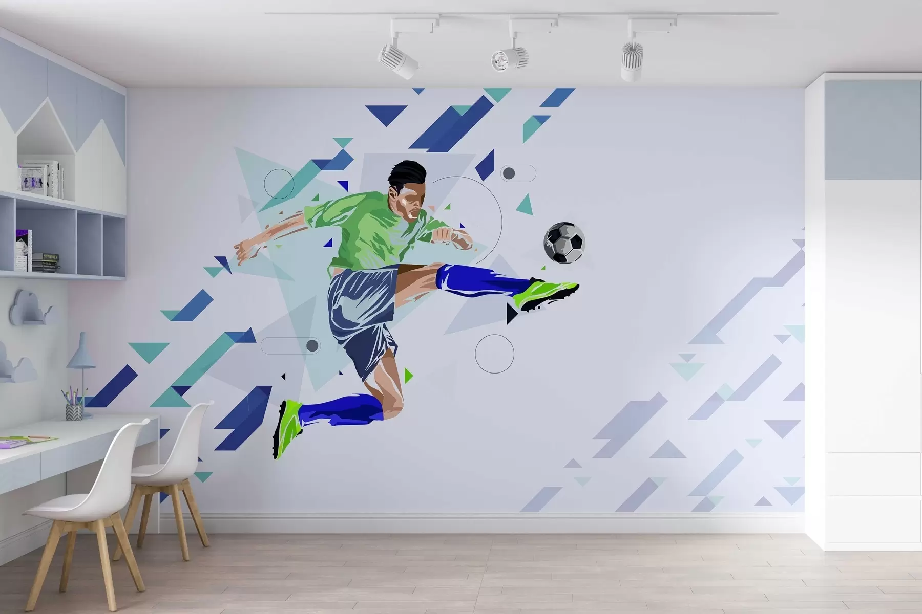 wall murals the soccer player who kicks the ball w02401