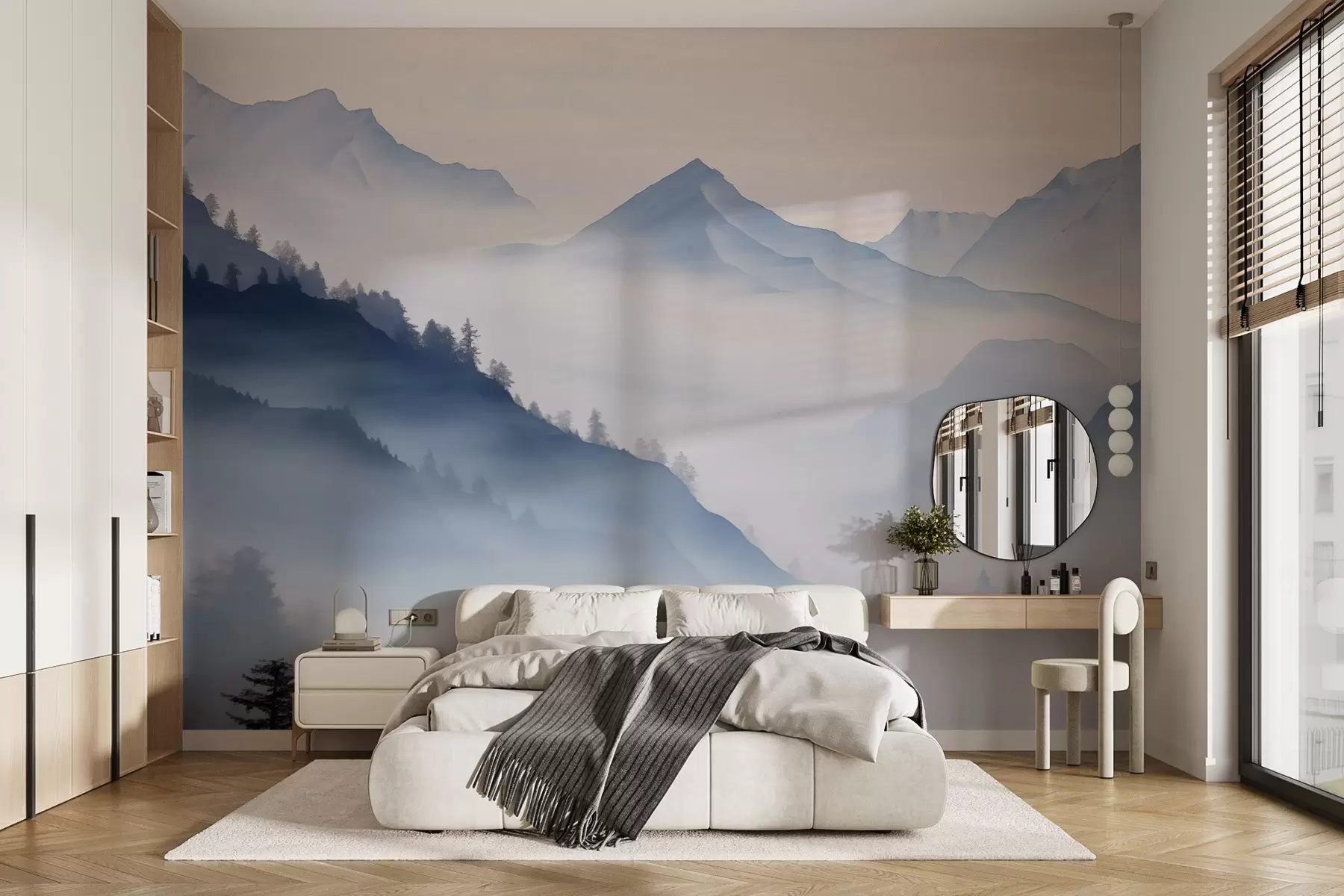wall murals Mountain slopes, shades of blue w02437