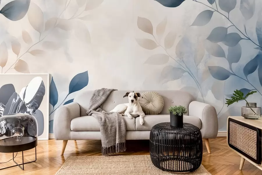 wall murals delicate leaves in watercolor technique w02453