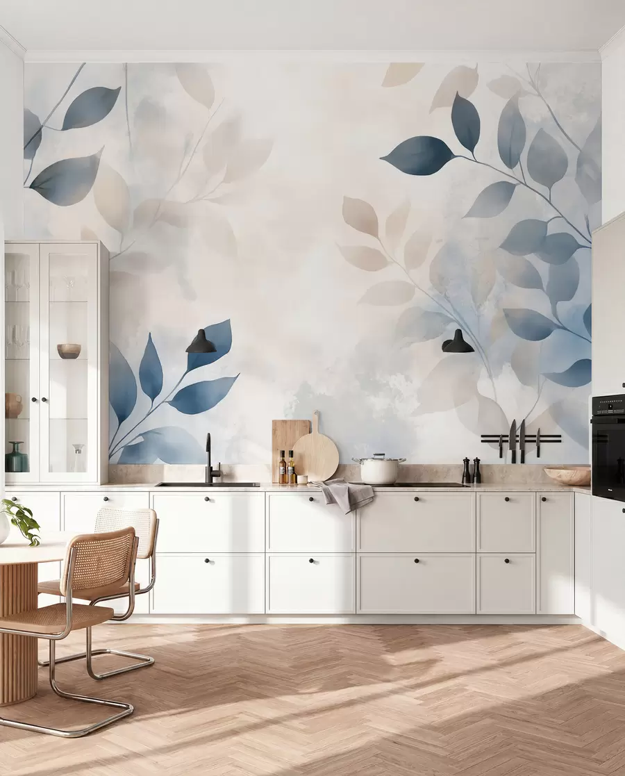 wall murals delicate leaves in watercolor technique w02453