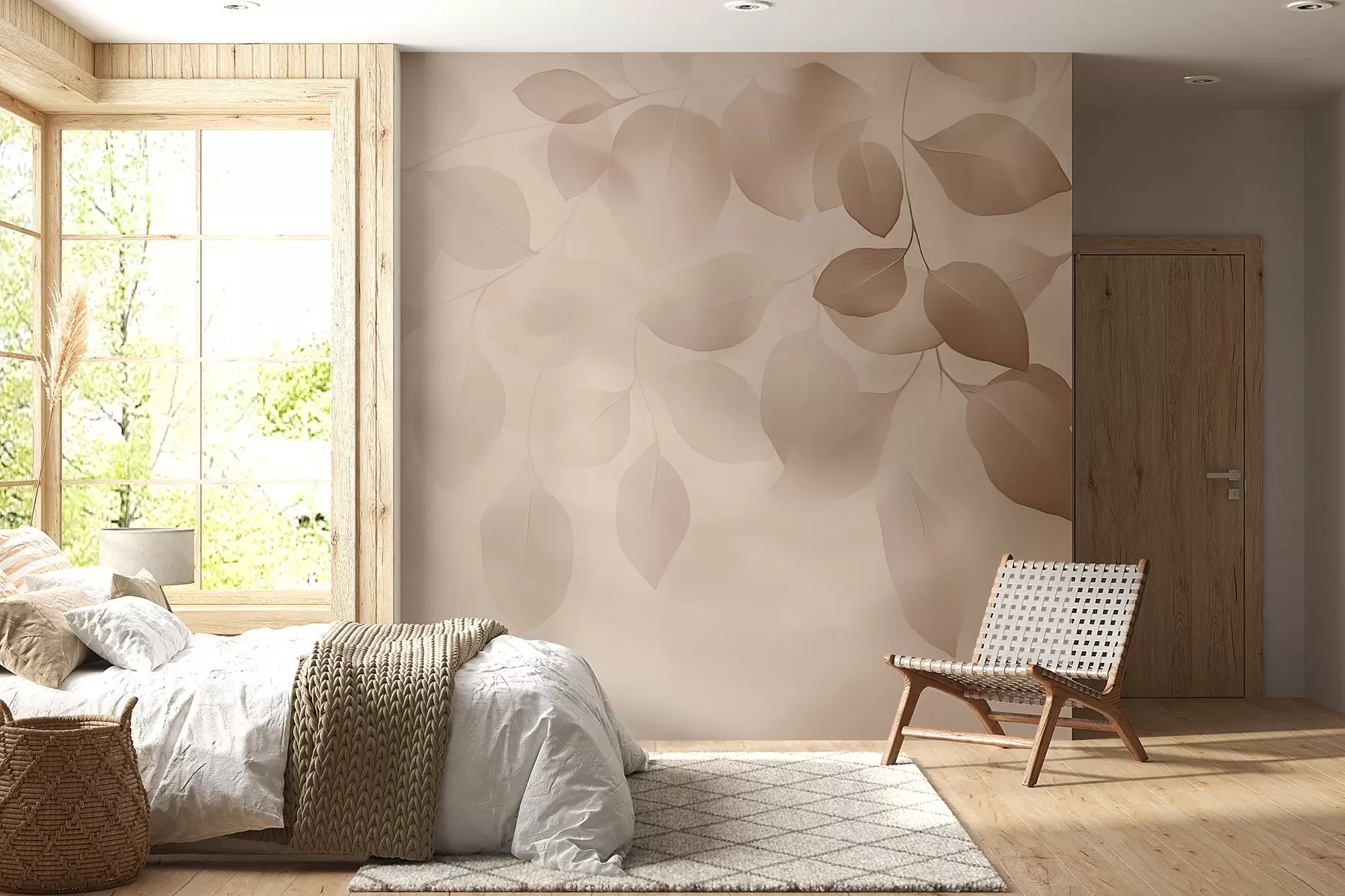 wall murals Floral abstraction of leaves in soft tones w08492
