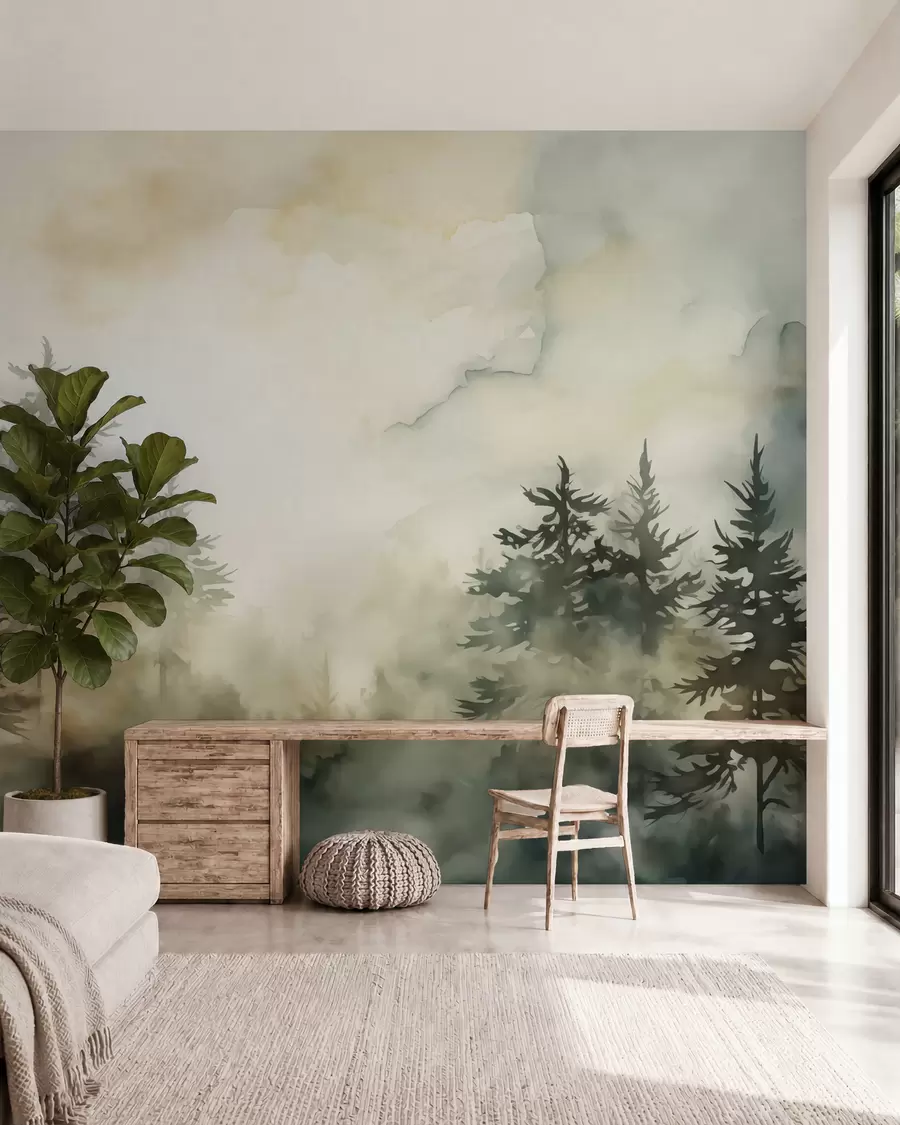 wall murals Forest imitation painting watercolor w02473