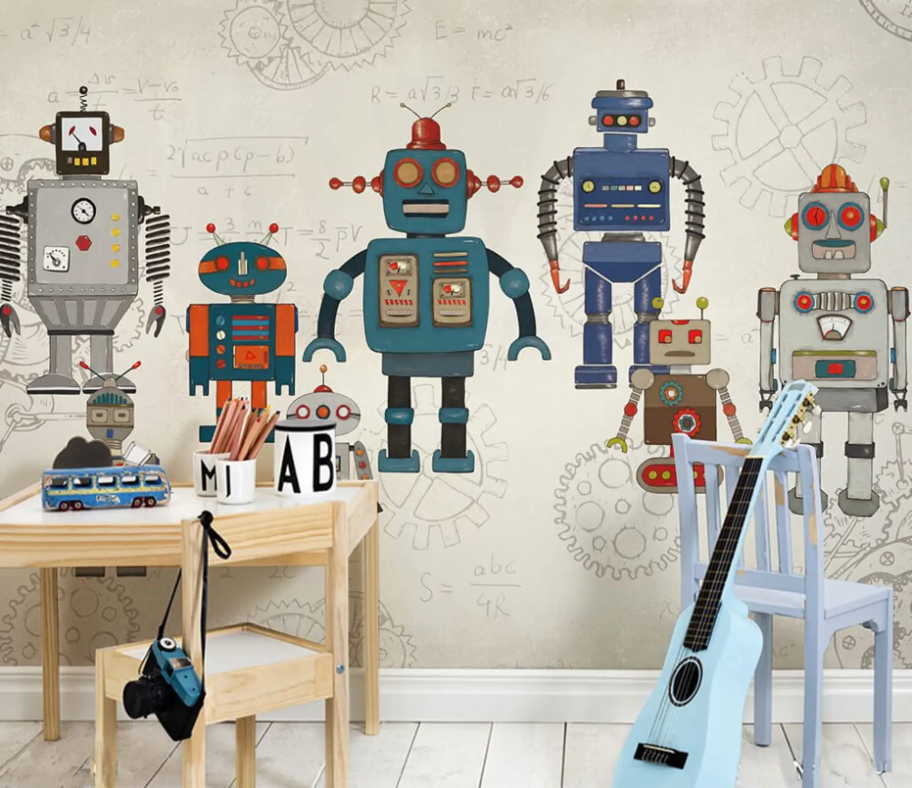 wall murals Drawn robot toys u46535