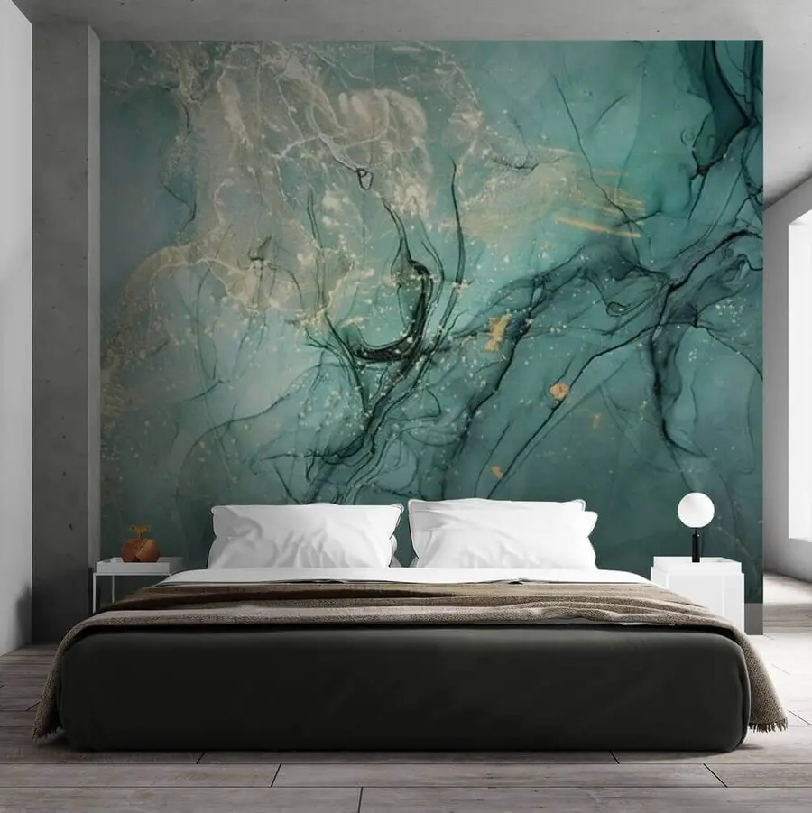 wall murals Turquoise marble with a fine haze u51399