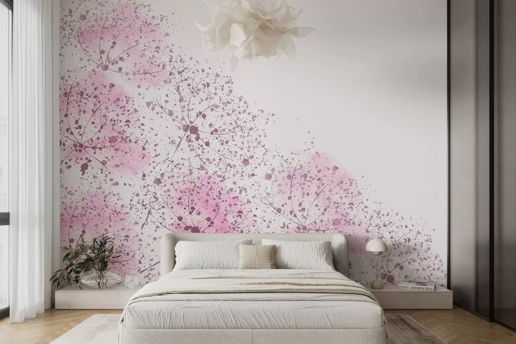 wall murals pink dandelions w02559
