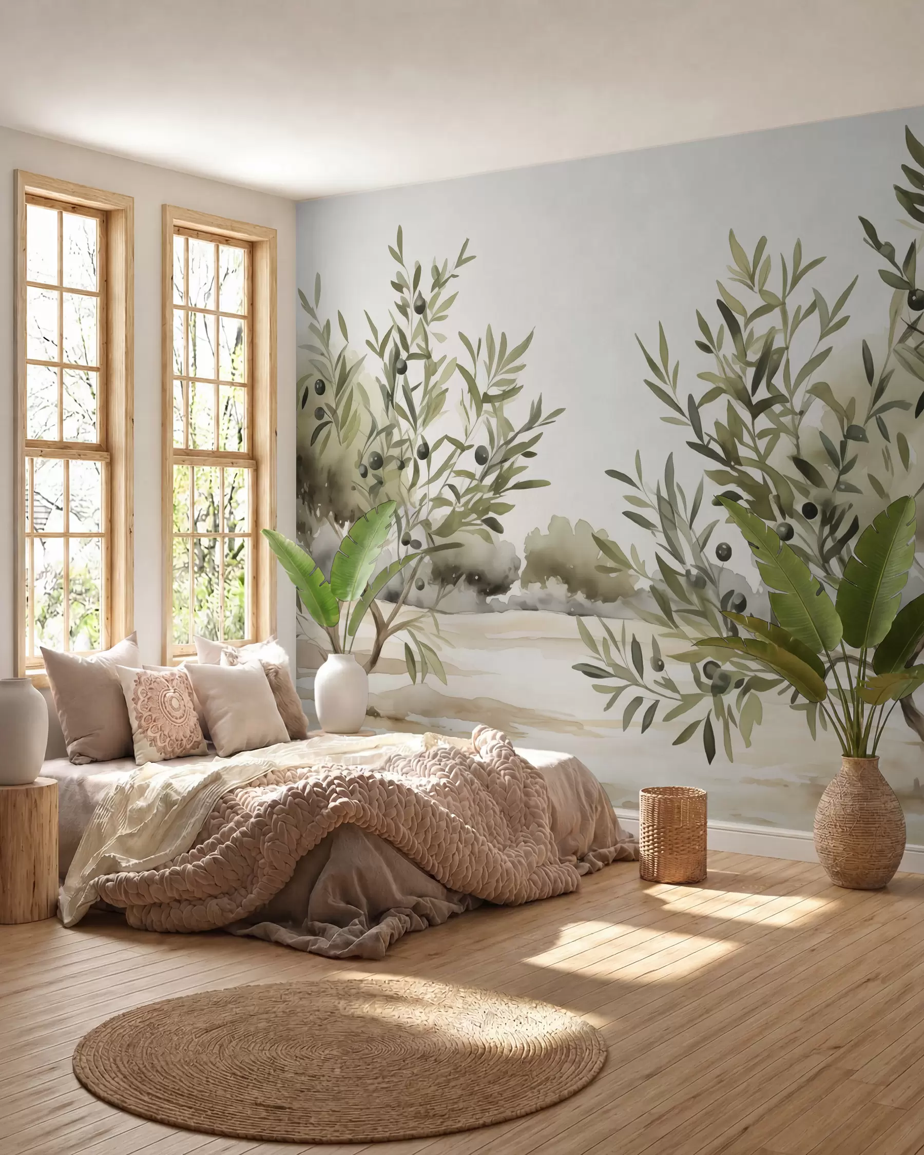 wall murals Olive trees abstract imitation watercolor w02583