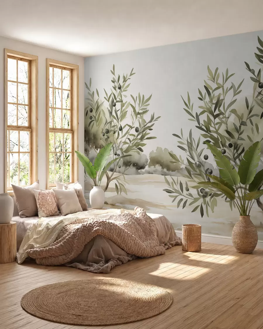 wall murals Olive trees abstract imitation watercolor w02583