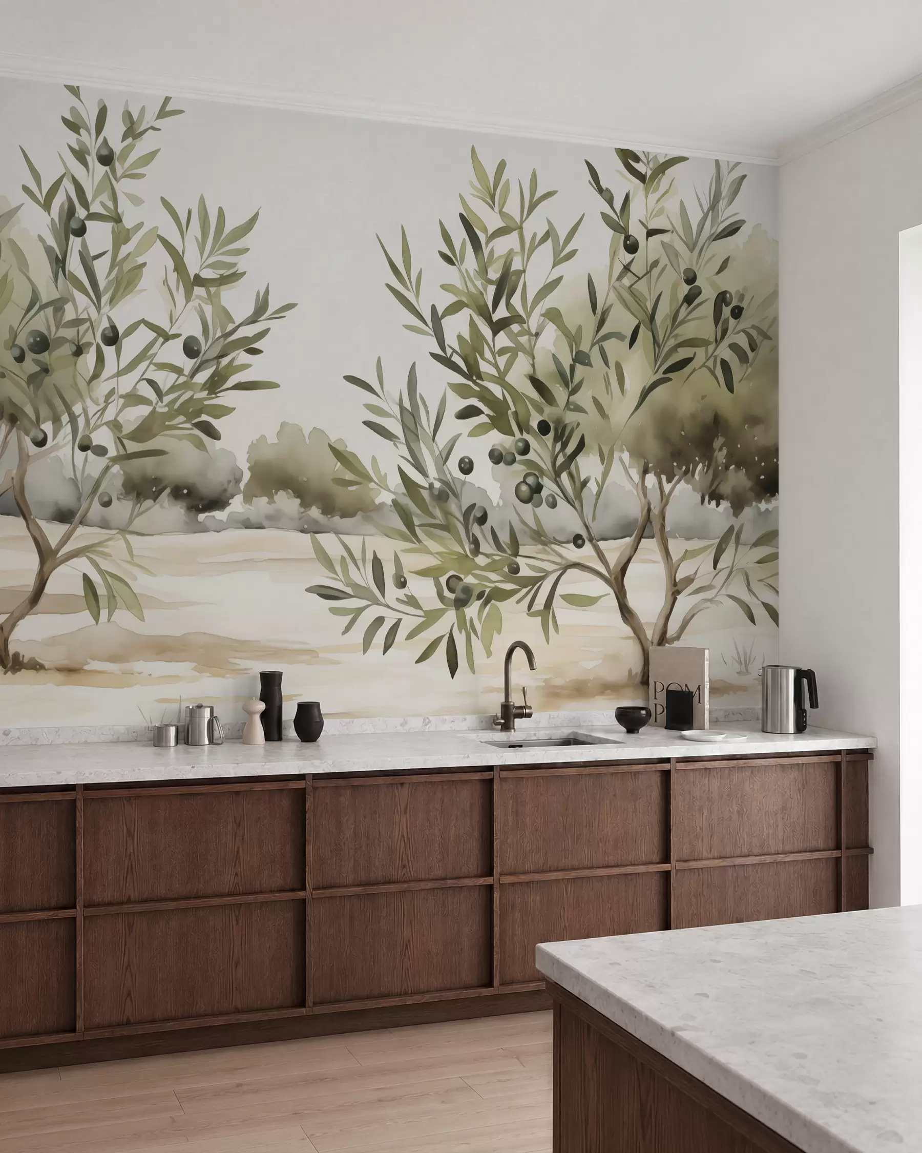 wall murals Olive trees abstract imitation watercolor w02583