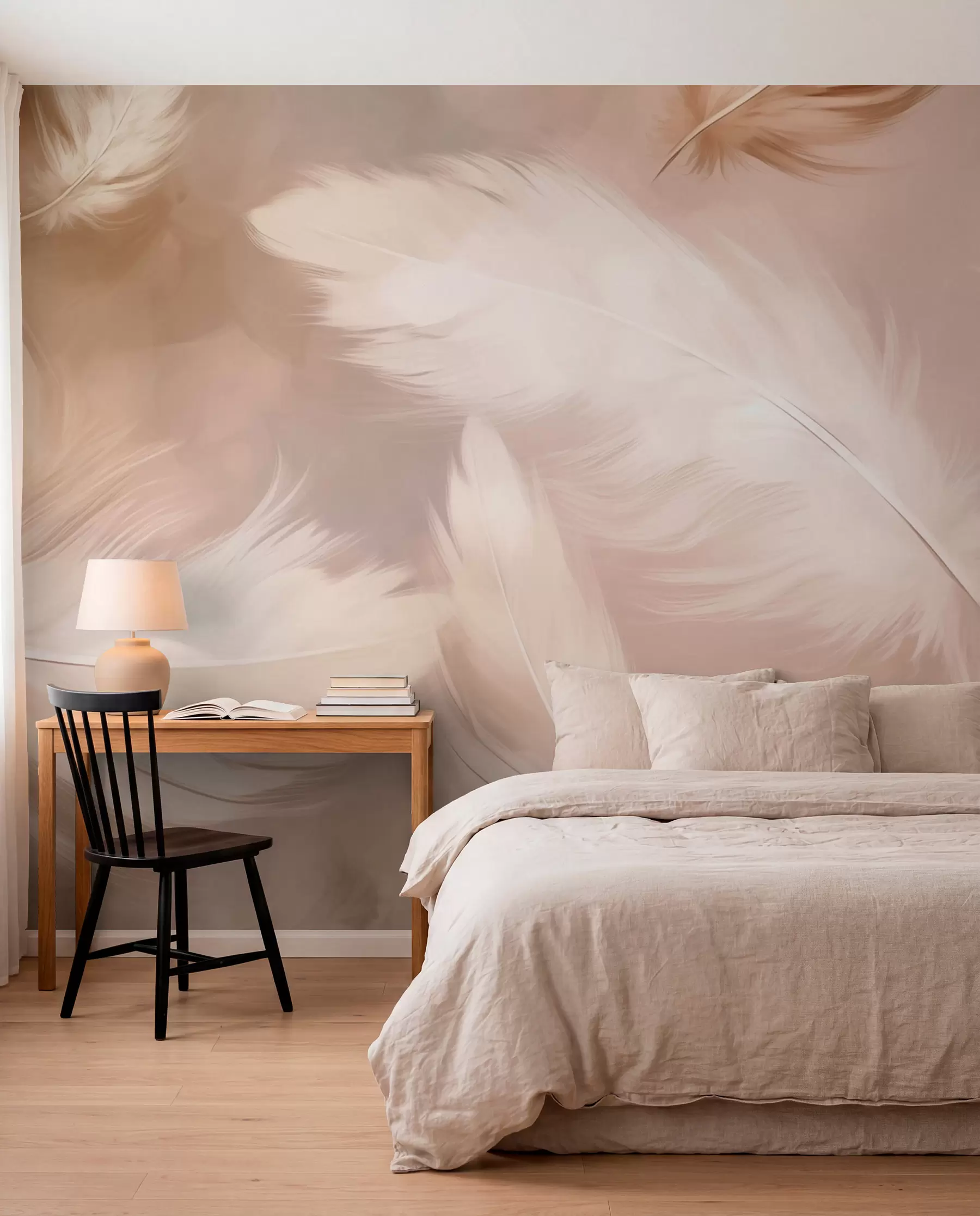 wall murals Large feathers in beige w02601v1