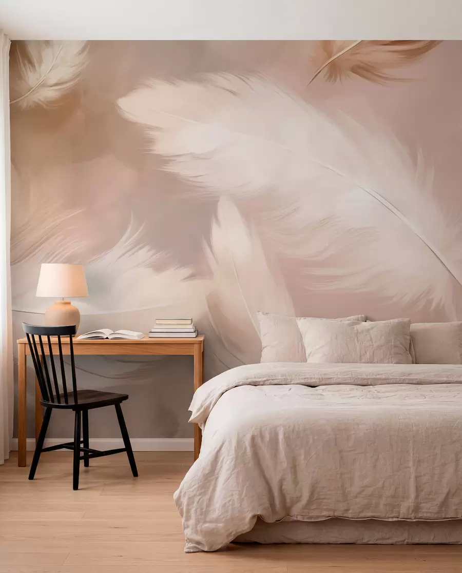 wall murals Large feathers in beige w02601v1