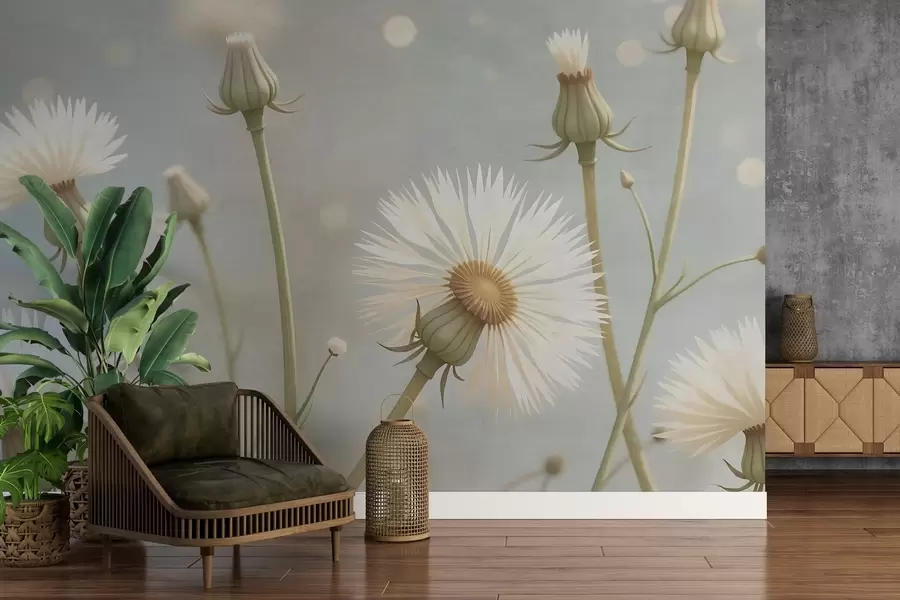 wall murals Painted airy dandelions w02614