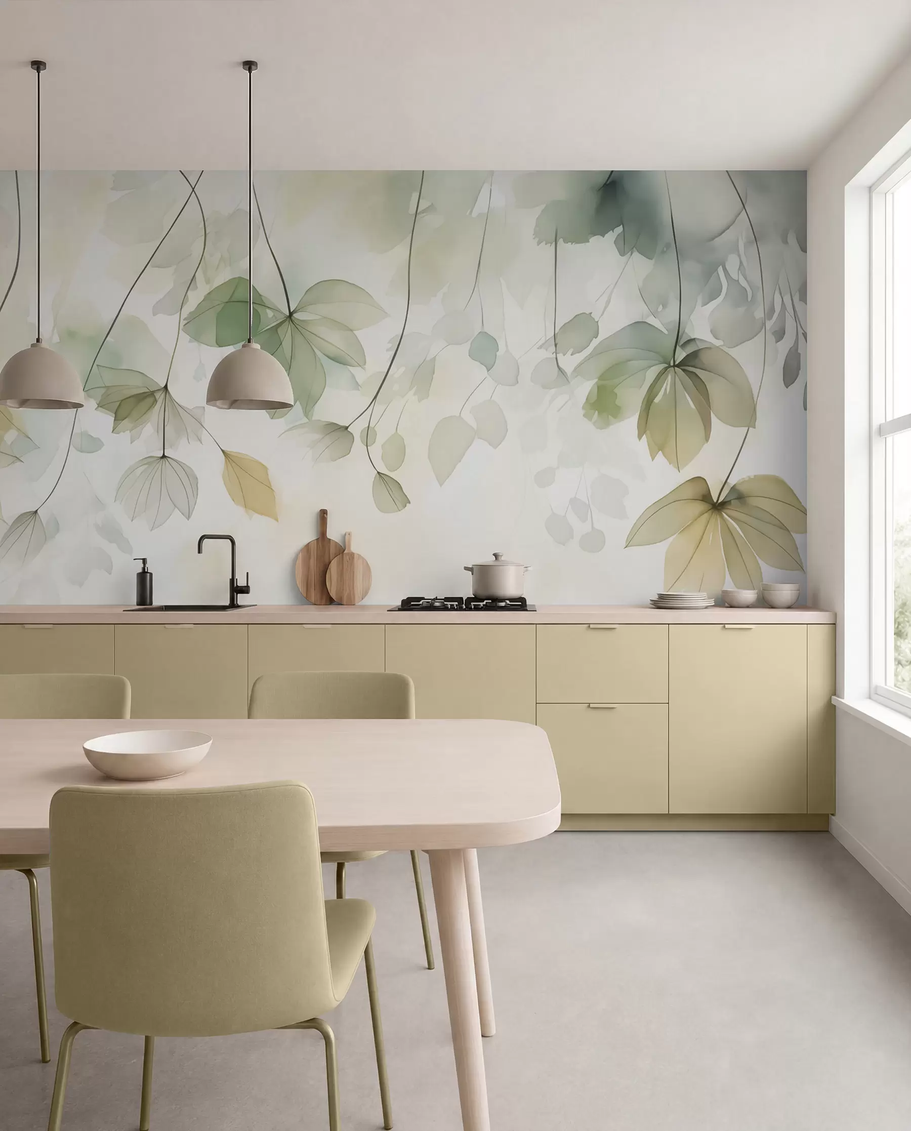 wall murals Abstract vegetation imitation of watercolor w02637
