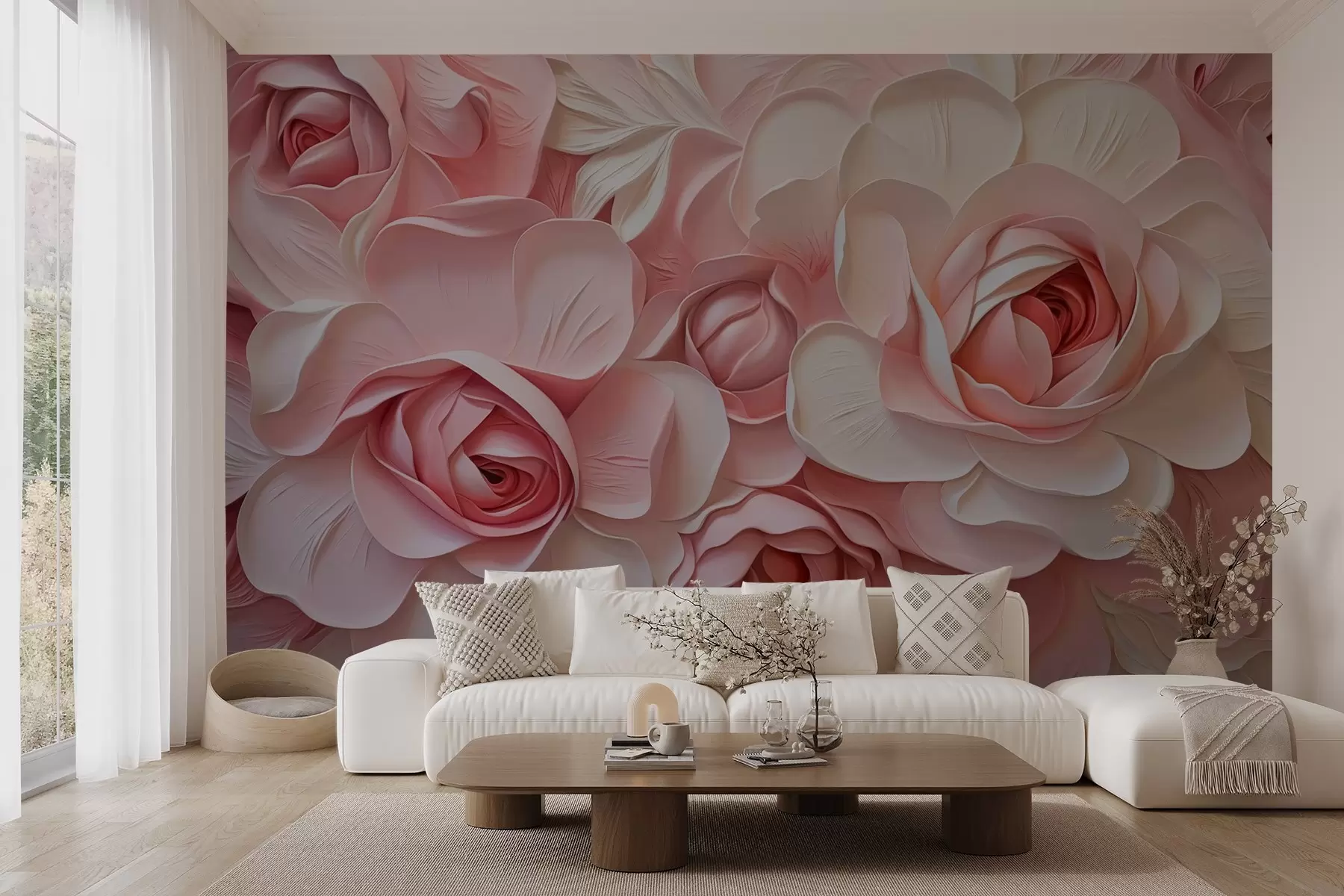wall murals Large roses imitation of painting w02638