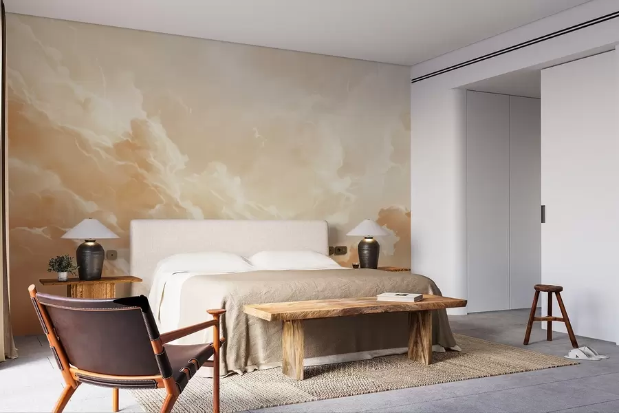 wall murals Beige sky with clouds in a picturesque style w08550