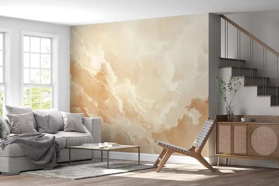 wall murals Beige sky with clouds in a picturesque style w08550