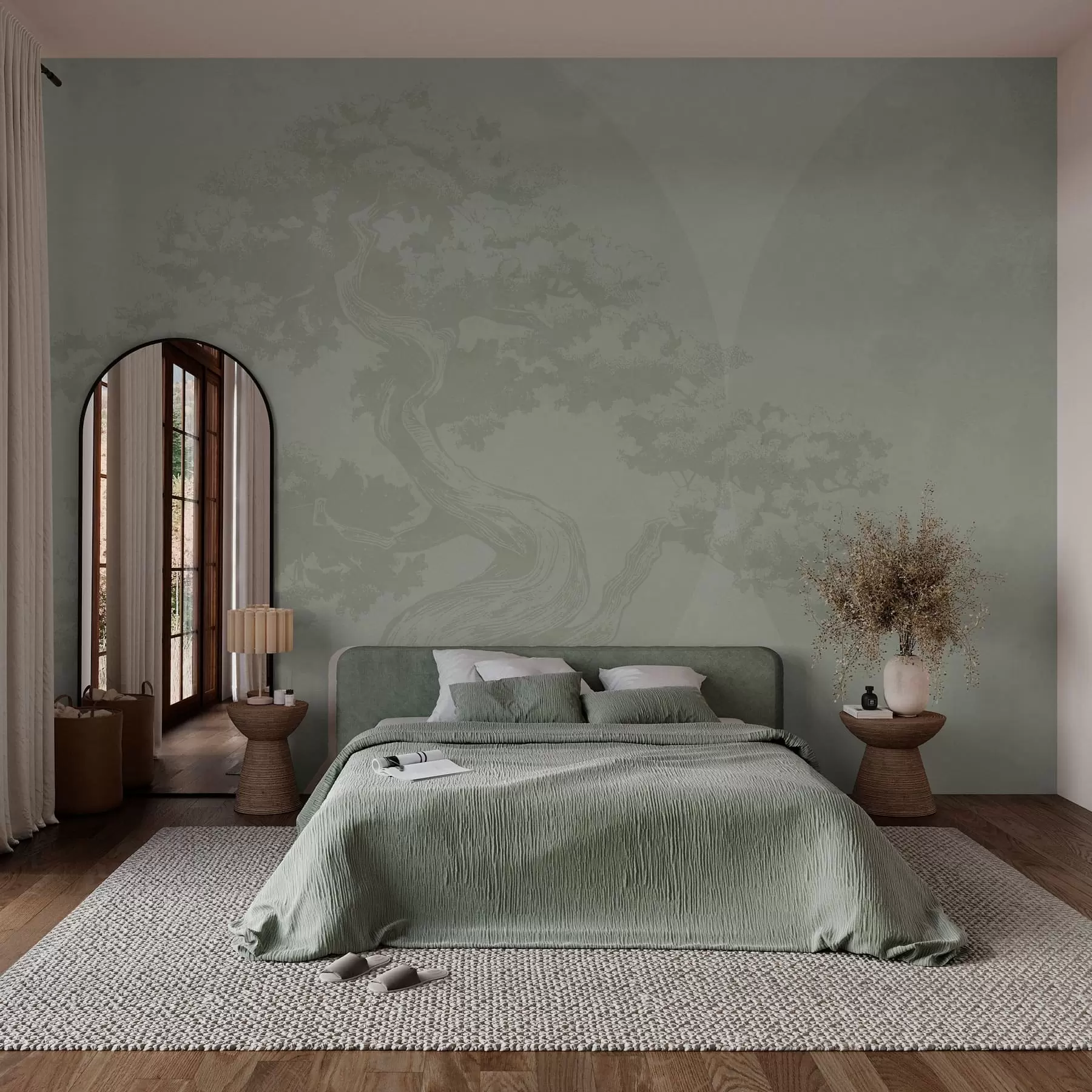 wall murals Bonsai tree minimalism geometry grunge background w08557v2