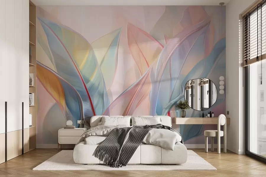 wall murals Stylized multicolored leaves w02624