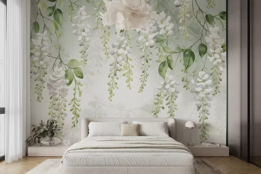 wall murals Stylized painted flowering branches w02627