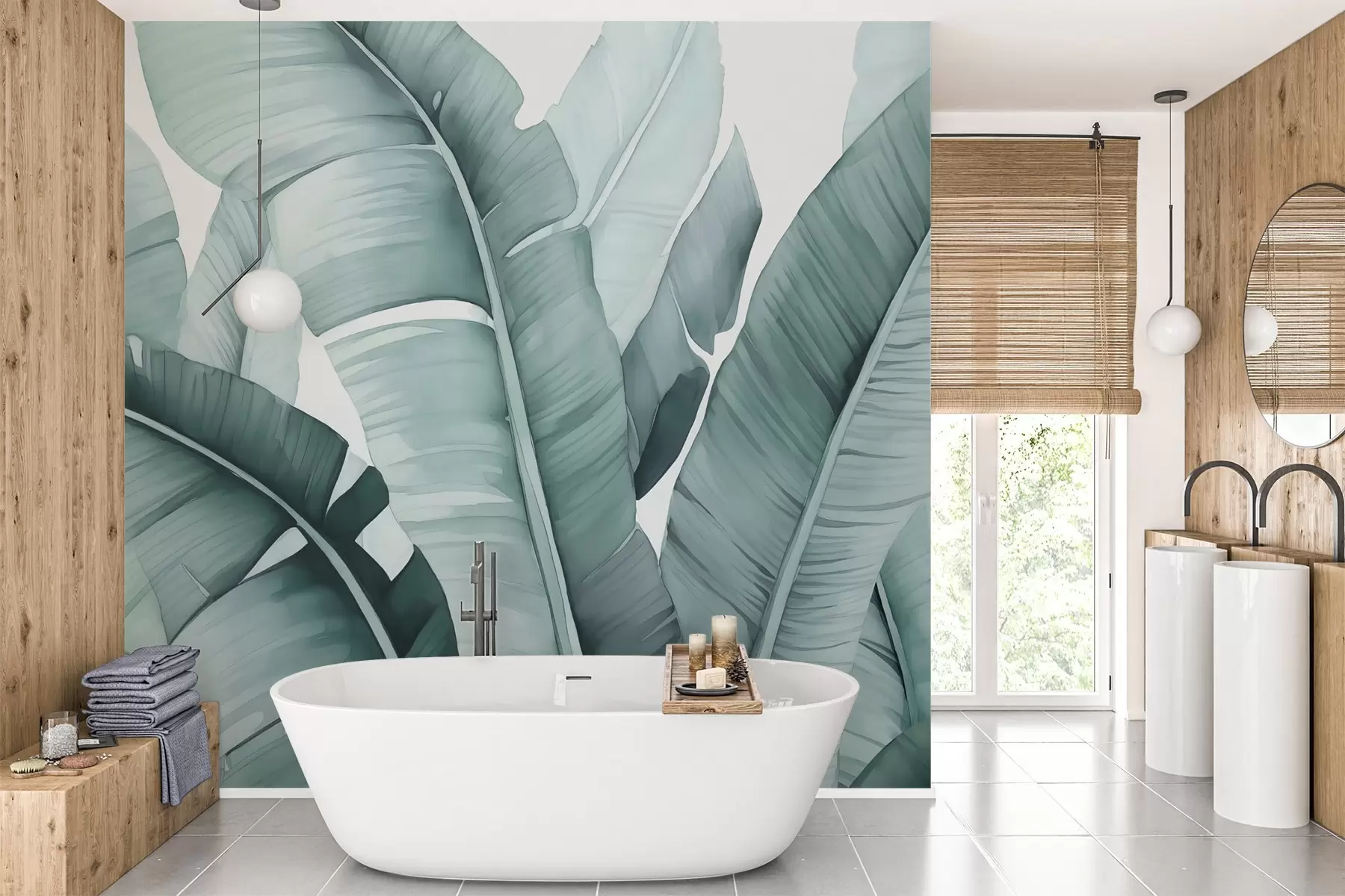 wall murals Tropical leaves imitation watercolor w02703