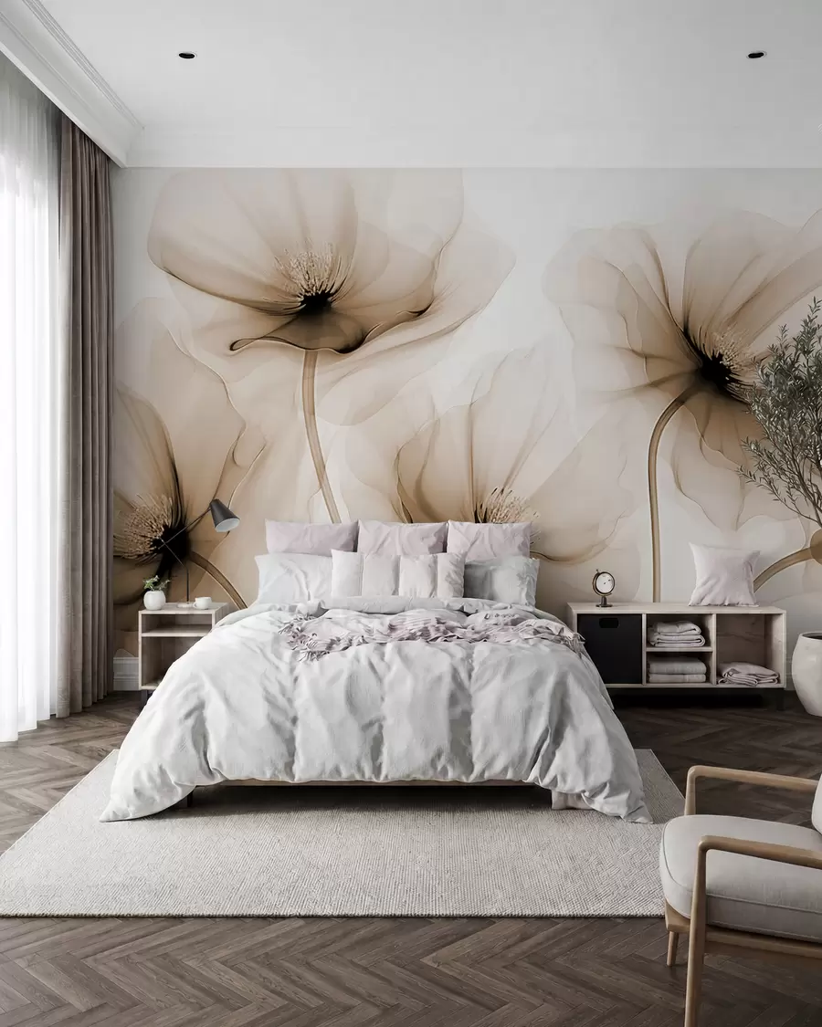 wall murals Transparent flowers w02696v1