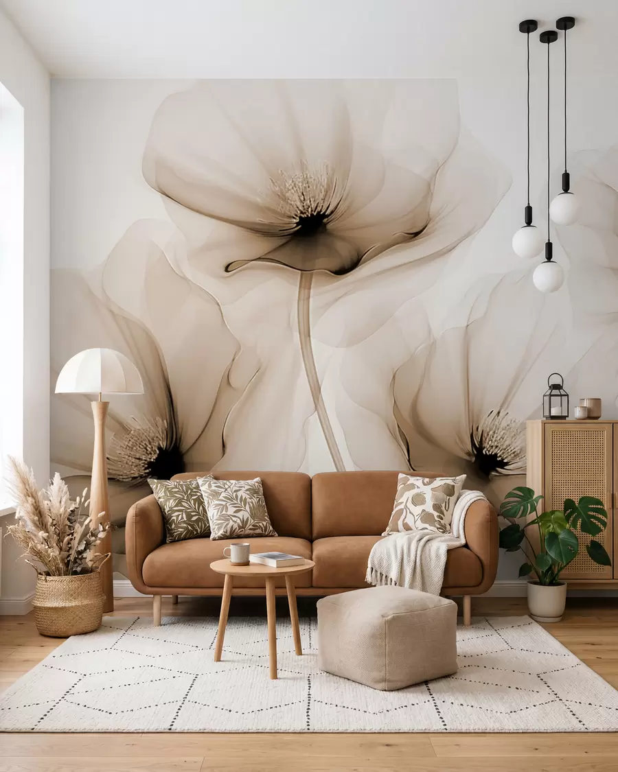 wall murals Transparent flowers w02696v1