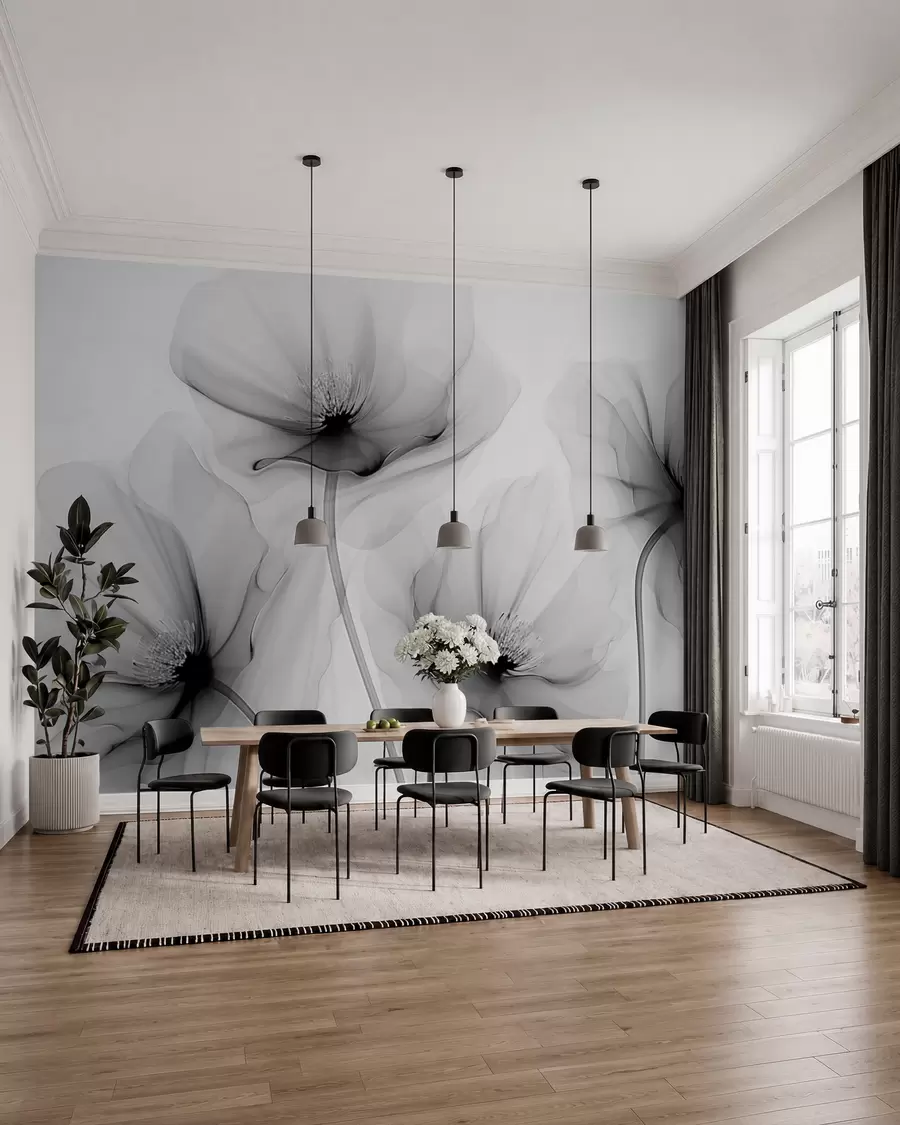 wall murals Transparent flowers w02696v2