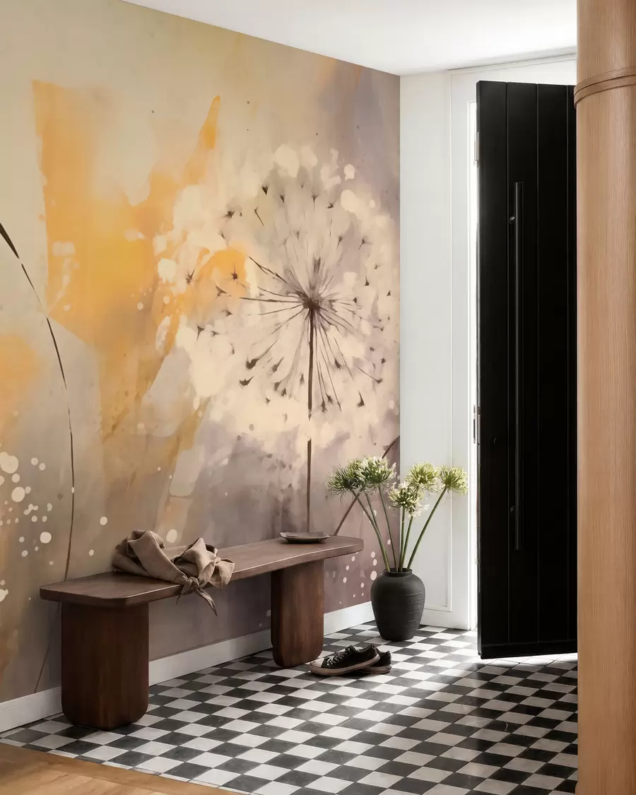 wall murals Blurred dandelions in pastel colours w02699