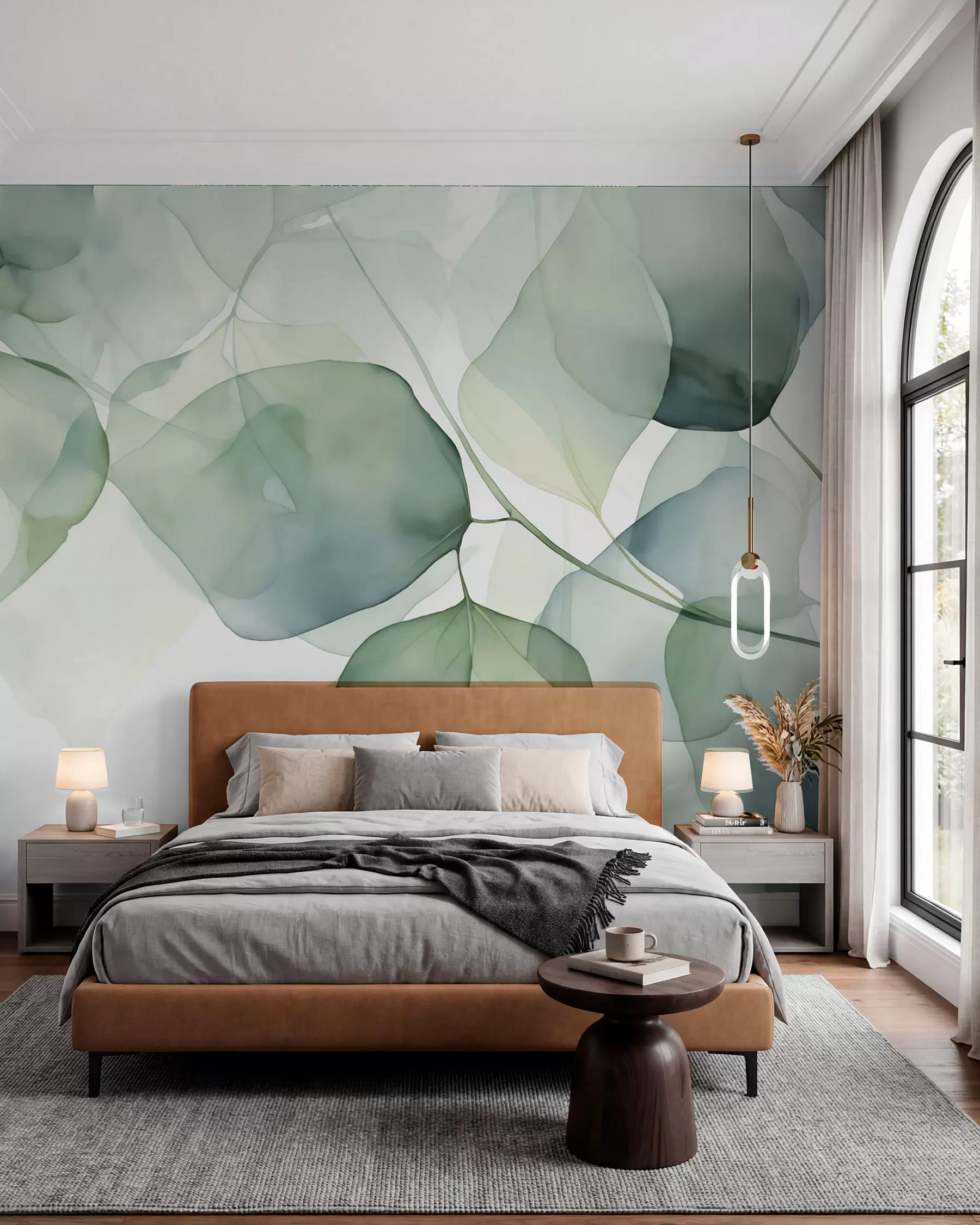 wall murals Leaves large abstract imitation of watercolor w02725