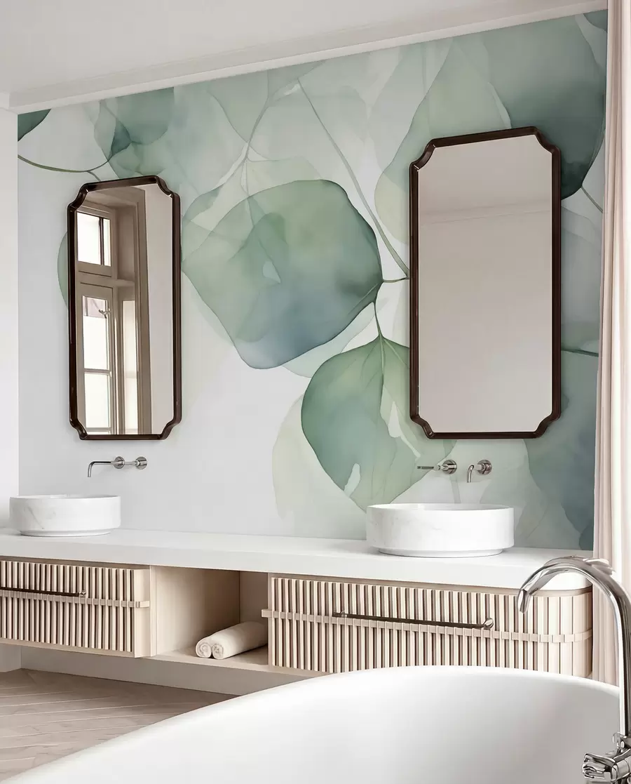 wall murals Leaves large abstract imitation of watercolor w02725