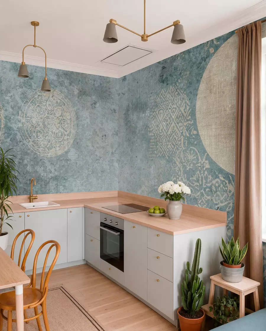wall murals Yellow circles on an aged background w08627