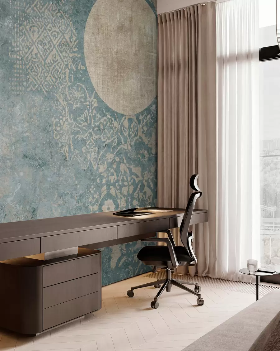 wall murals Yellow circles on an aged background w08627
