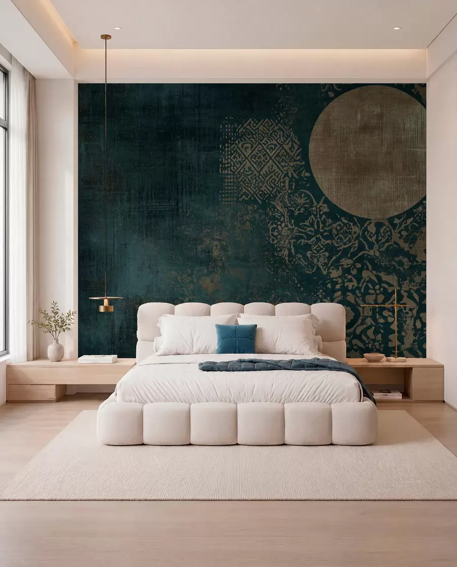 wall murals Yellow circles on a dark aged background w08628