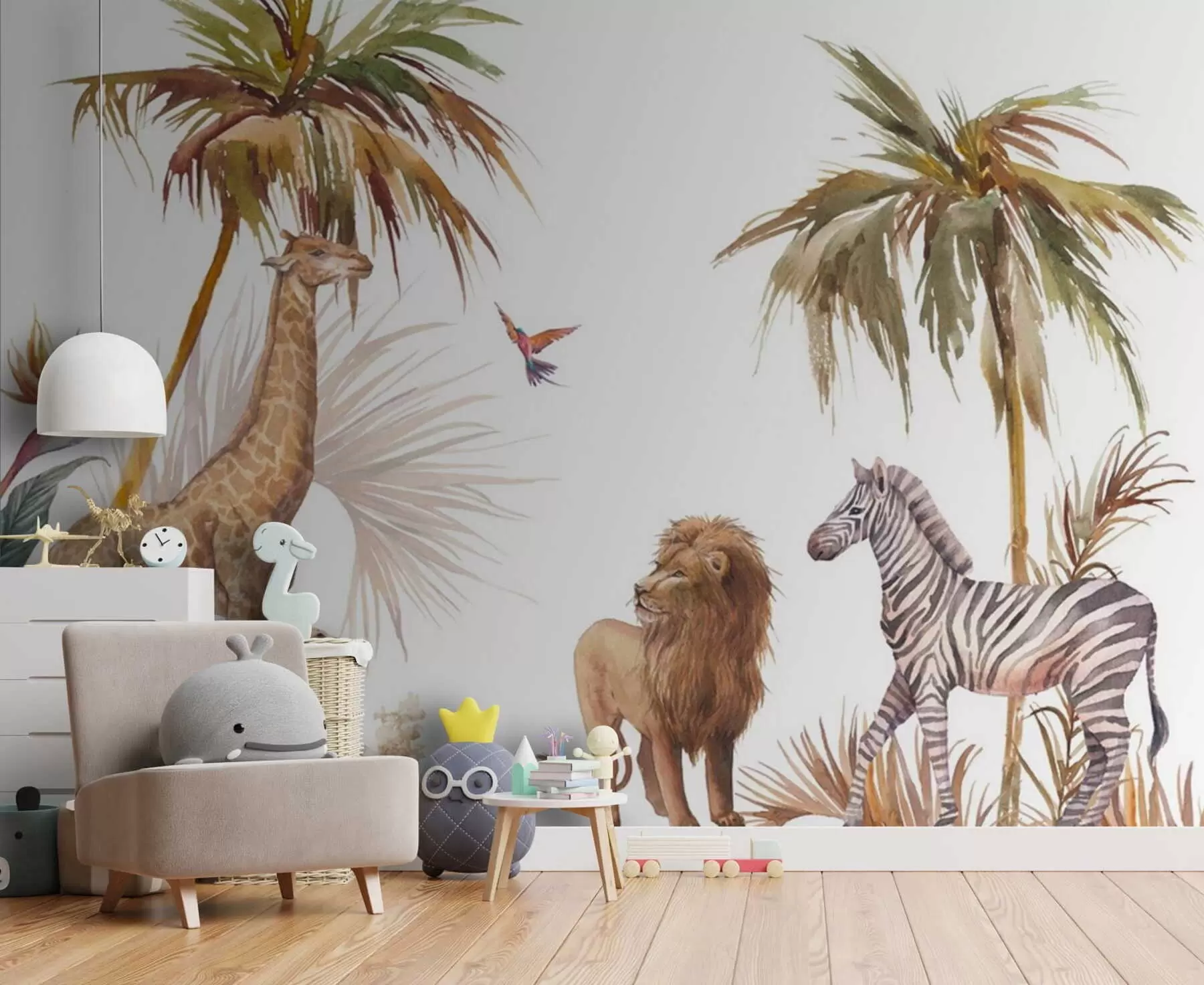 wall murals Wildlife under tropical palms u51895