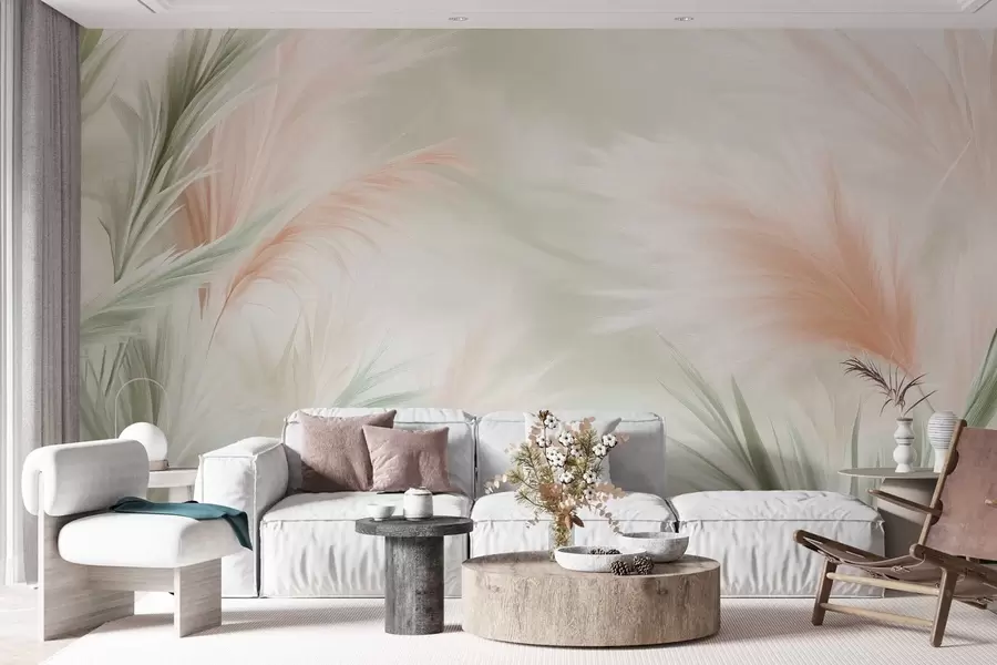 wall murals tender pampas grass in delicate colors w02688