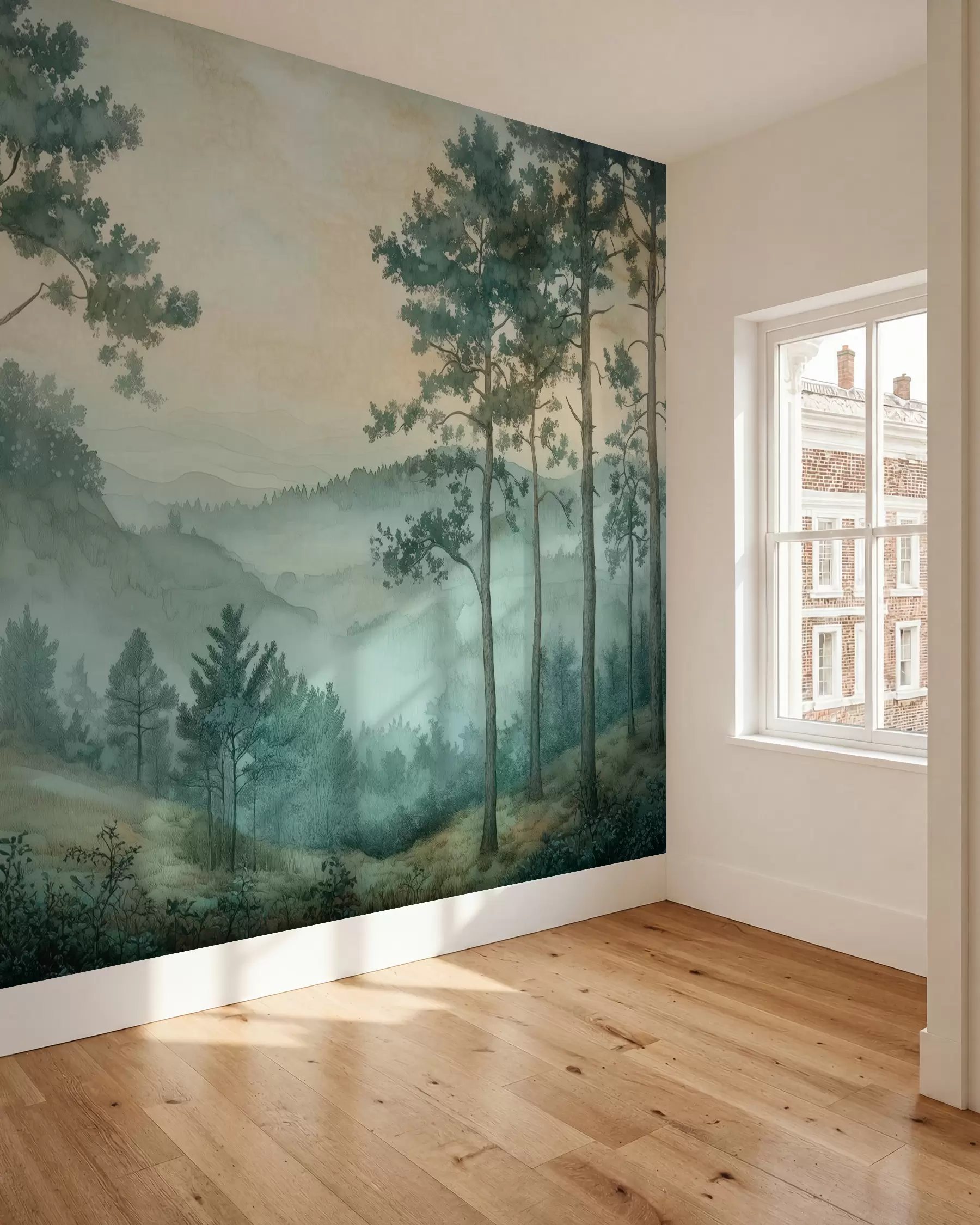 wall murals panorama of the forest with hills w02690