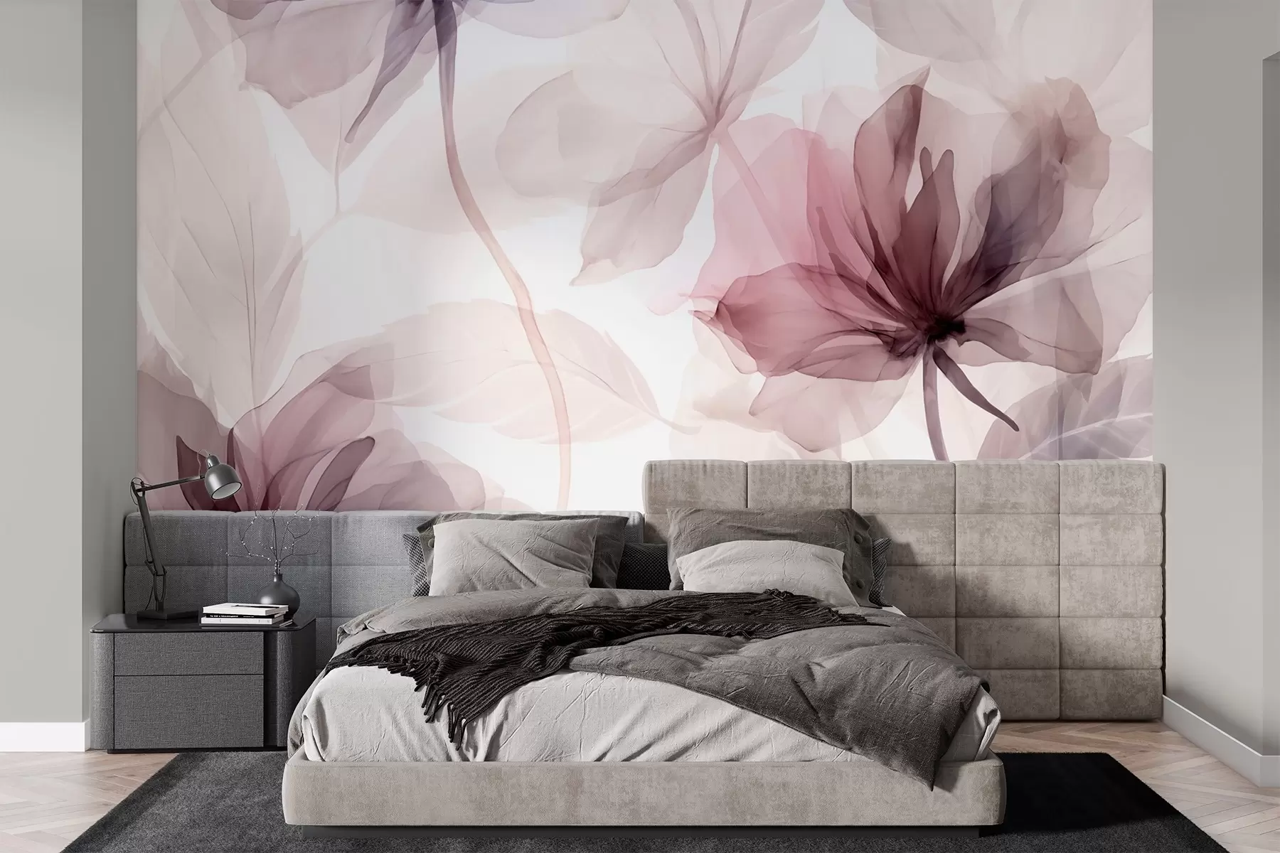 wall murals Ephemeral flowers in delicate pastel colours w02755