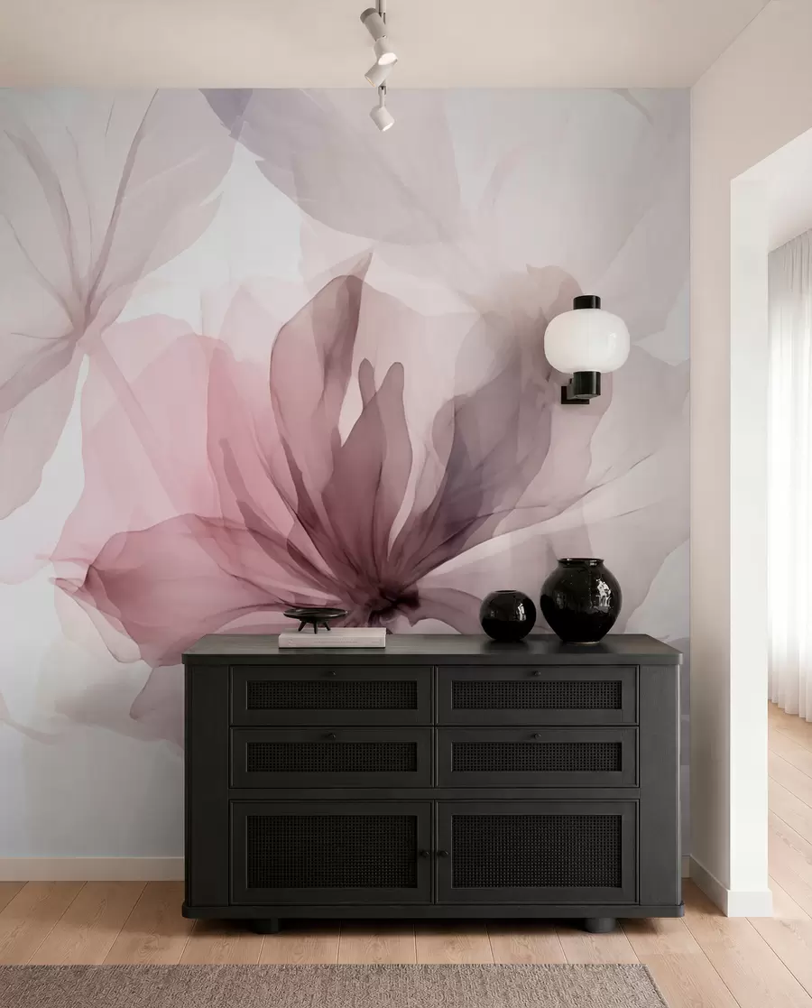 wall murals Ephemeral flowers in delicate pastel colours w02755